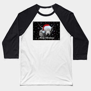 Christmas Highland Cow Baseball T-Shirt